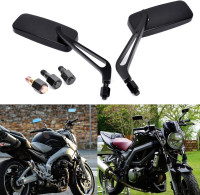 8mm/10mm Black Rectangle Motorcycle Rear view Side Mirrors compatible with Kawasaki Suzuki Yamaha Cruiser Chopper