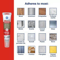 GE Advanced Silicone Caulk for Kitchen & Bathroom, White, 2.8 fl oz Tube, 1 Pack - 100% Waterproof Silicone Sealant, 5X Stronger Adhesion, Shrink & Crack Proof 1 Pack White