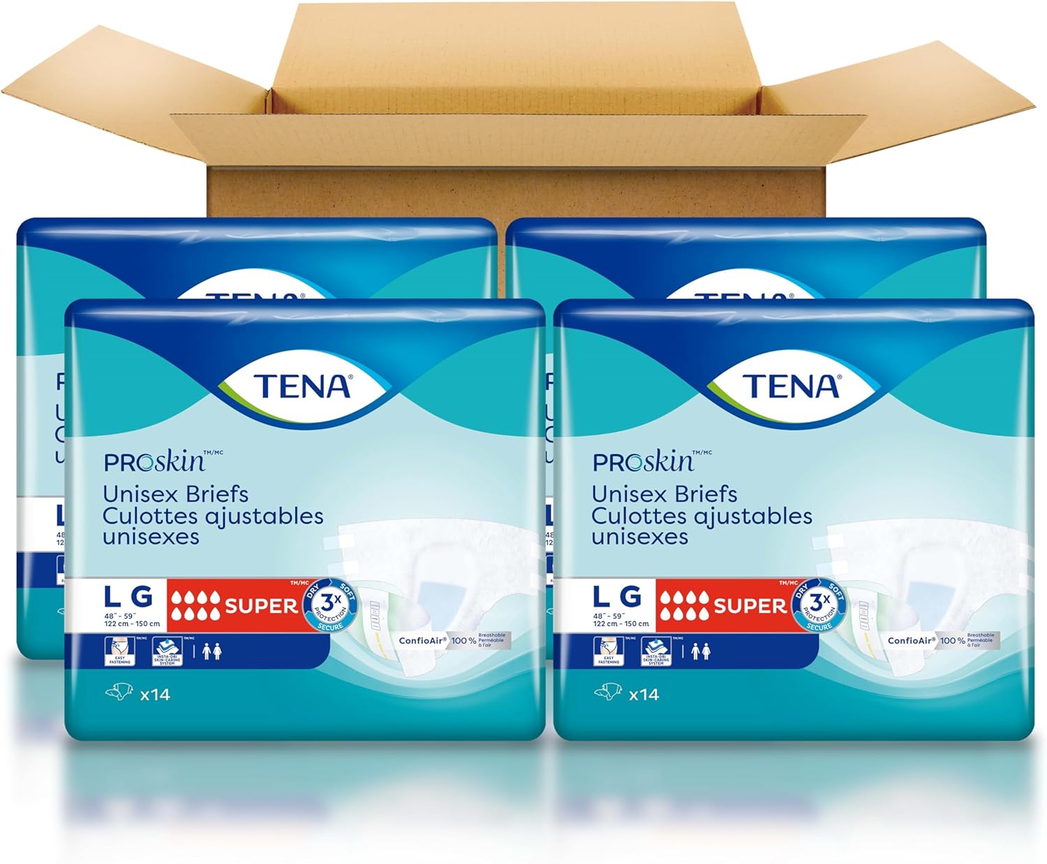 Tena Incontinence Adult Diapers, Maximum Absorbency, Disposable Briefs, ProSkin - Large - 56 ct Large 56