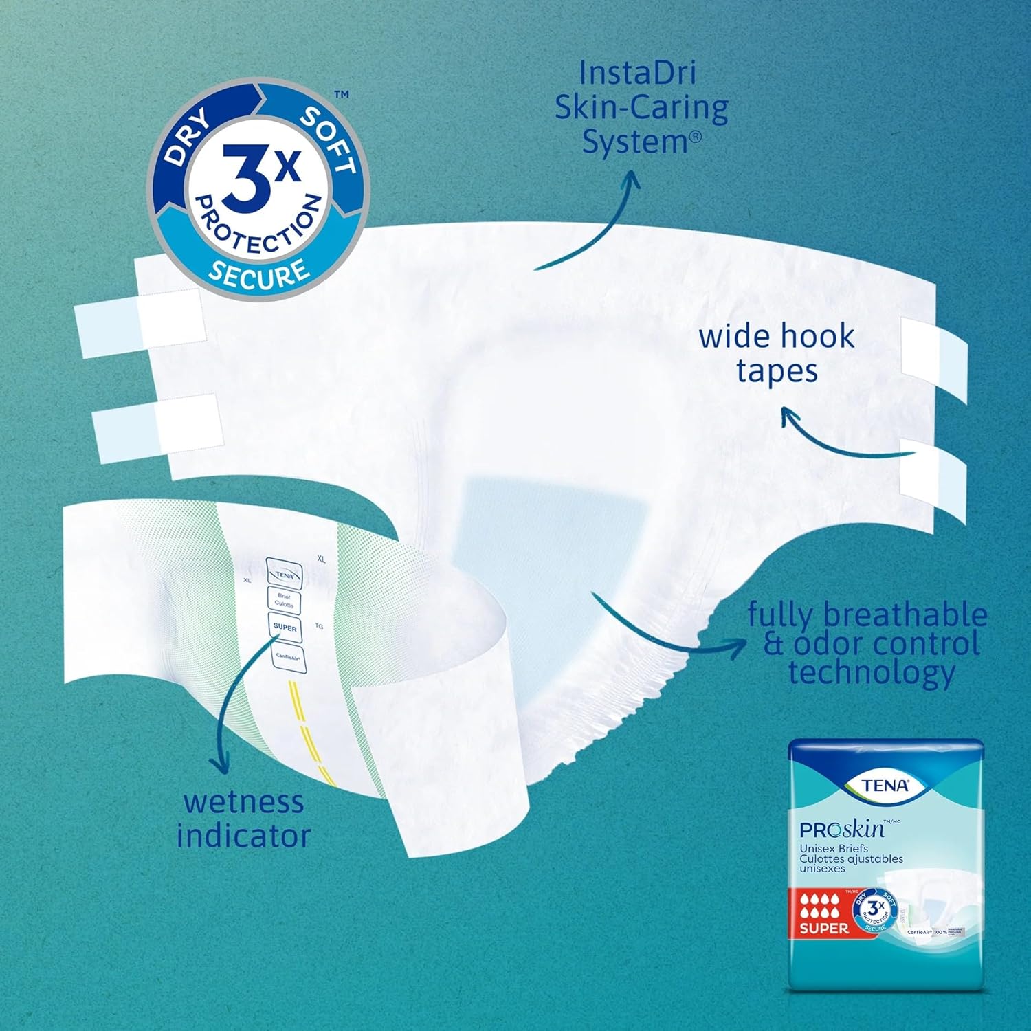 Tena Incontinence Adult Diapers, Maximum Absorbency, Disposable Briefs, ProSkin - Large - 56 ct Large 56