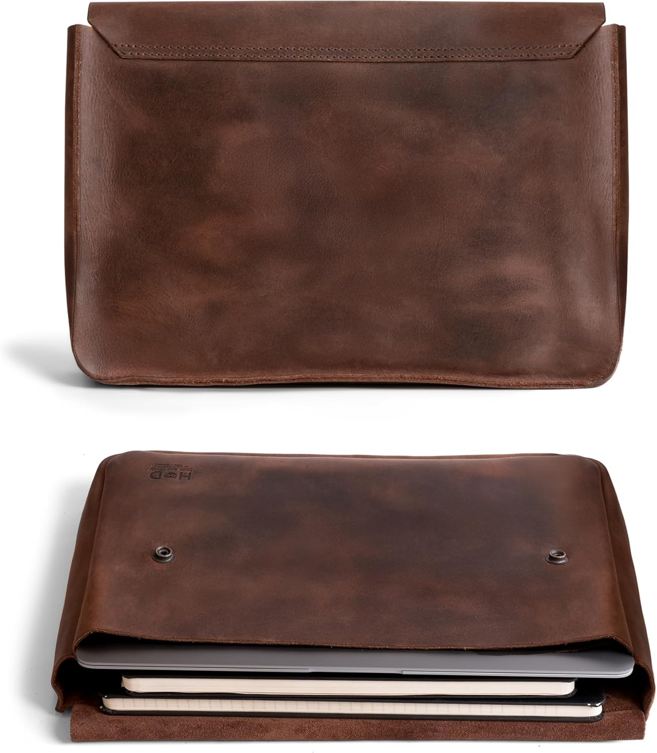 Hide & Drink, Vintage Folder Document Holder, File Case, A5 Binder, Envelope Portfolio, Full Grain Leather, Handmade, Bourbon Brown