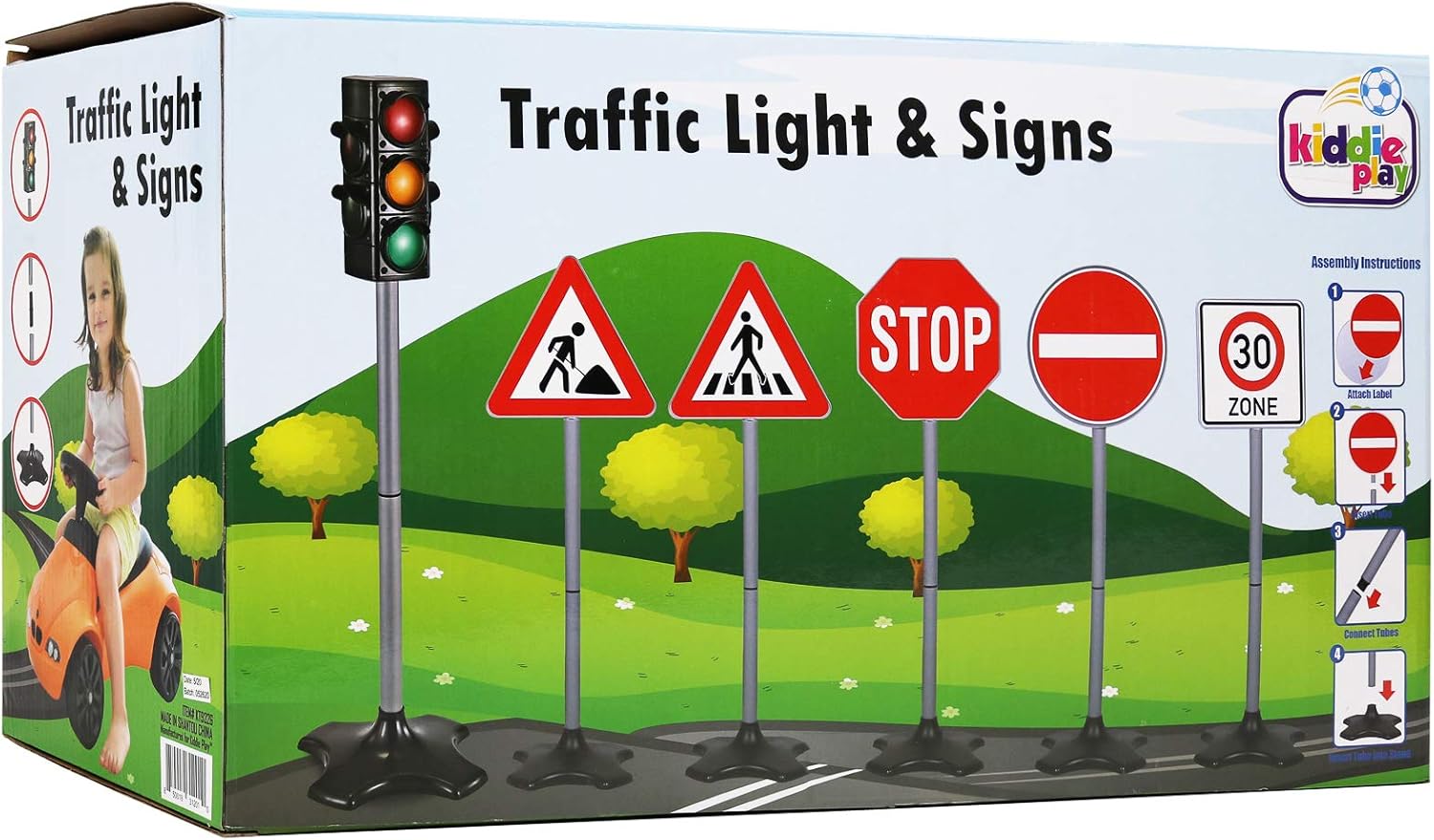 Kiddie Play Traffic Light Toys for Kids with 5 Street Signs