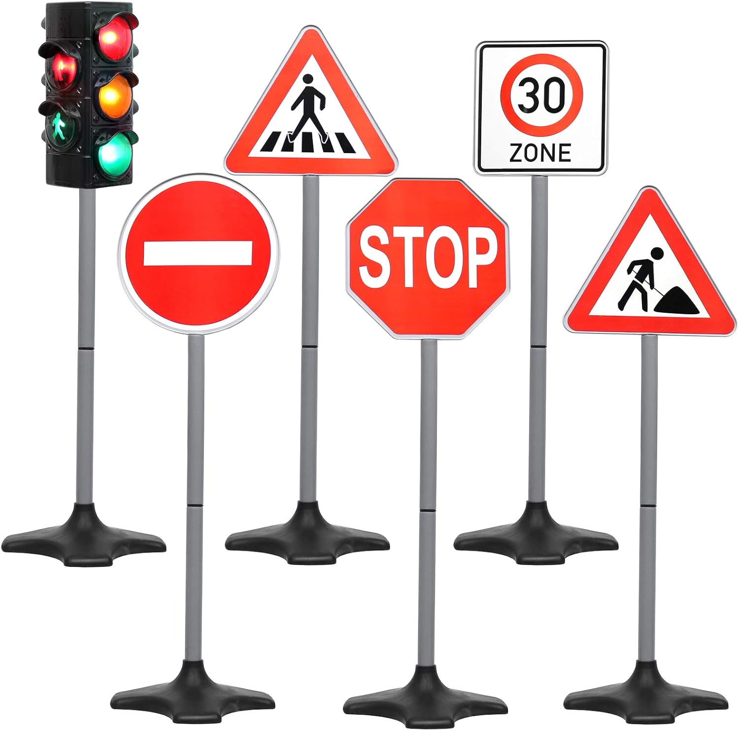 Kiddie Play Traffic Light Toys for Kids with 5 Street Signs