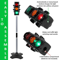 Kiddie Play Traffic Light Toys for Kids with 5 Street Signs