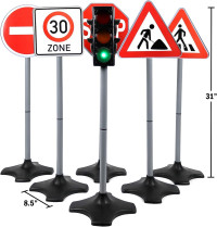 Kiddie Play Traffic Light Toys for Kids with 5 Street Signs