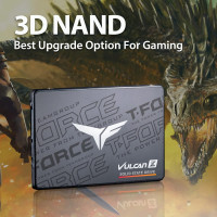 TEAMGROUP T-Force Vulcan Z 512GB SLC Cache 3D NAND TLC 2.5 Inch SATA III Internal Solid State Drive SSD (R/W Speed up to 530/470 MB/s) T253TZ512G0C101 512gb Vulcan Z