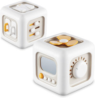 Busy Cube Toys for 1 Year Old Boy, Montessori Toys for 1+ Year Old, Travel Sensory Toys for Toddlers 1-3, Learning Fine Motor Skills| 1st Birthday Gifts Boy 9 12 Months + Off-white