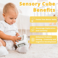 Busy Cube Toys for 1 Year Old Boy, Montessori Toys for 1+ Year Old, Travel Sensory Toys for Toddlers 1-3, Learning Fine Motor Skills| 1st Birthday Gifts Boy 9 12 Months + Off-white