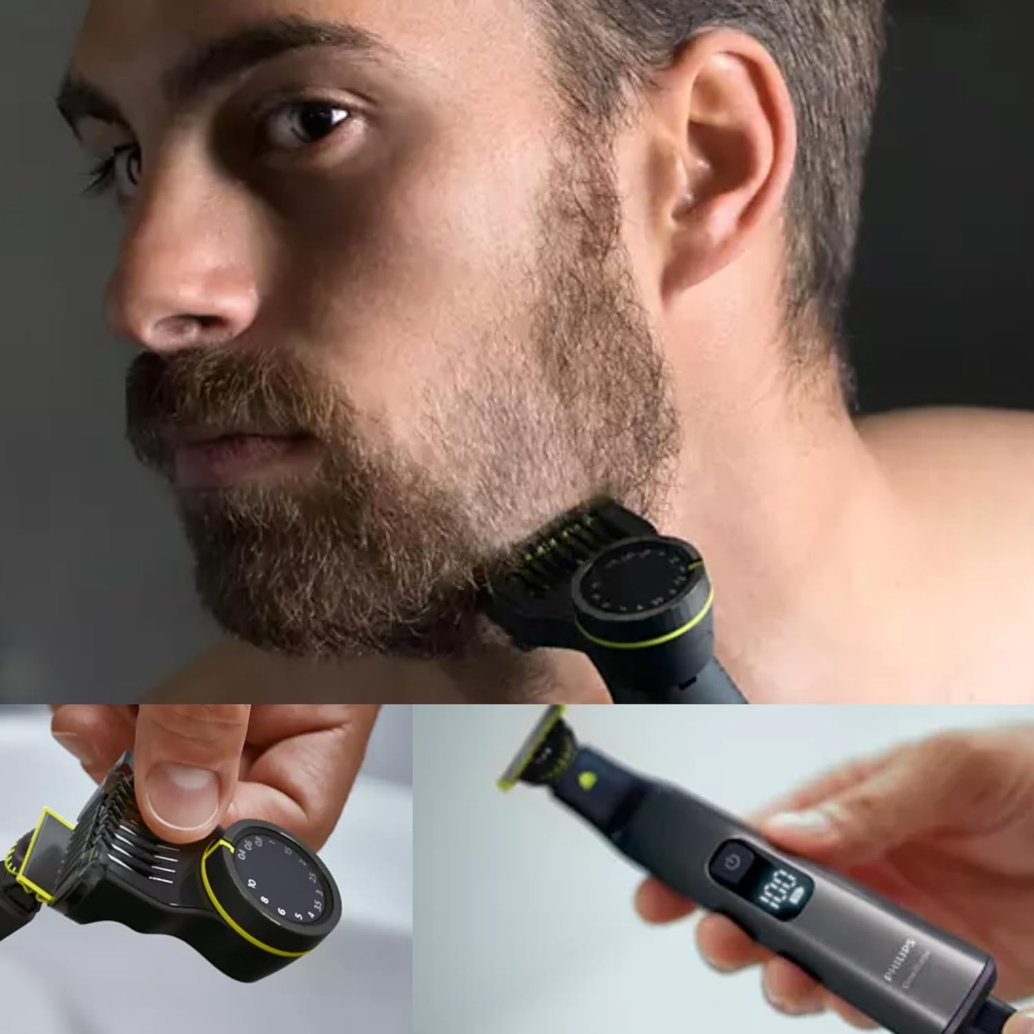 Philips Norelco OneBlade Pro Kit, Hybrid Electric Trimmer and Shaver with Charging Stand and Precision Comb, QP6550 + OneBlade Body Kit, 3 Pieces, QP610