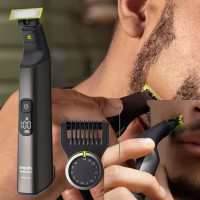 Philips Norelco OneBlade Pro Kit, Hybrid Electric Trimmer and Shaver with Charging Stand and Precision Comb, QP6550 + OneBlade Body Kit, 3 Pieces, QP610