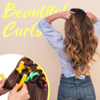 47 pcs 7'' Hair Curlers Rollers Flexi Rods Flexible Curling Rods Set No Heat Heatless Bendy Foam Hair Curls for Long,Medium,Short Hair to Sleep in Pink