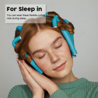 47 pcs 7'' Hair Curlers Rollers Flexi Rods Flexible Curling Rods Set No Heat Heatless Bendy Foam Hair Curls for Long,Medium,Short Hair to Sleep in Pink