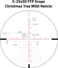 CVLIFE BearPower 5-25x50 FFP Rifle Scope - First Focal Plane Scope with MOA Illuminated Reticle, Zero Stop, Parallax Adjustment, Scope Rings - Long Range Hunting Scope 30mm Tube