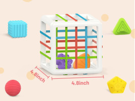 MINGKIDS Montessori Toys for 1 Year Old, 6 Pc Multi Sensory Shape, Toddler Developmental Learning Birthday Gifts, Baby Toys 12 Month Cube