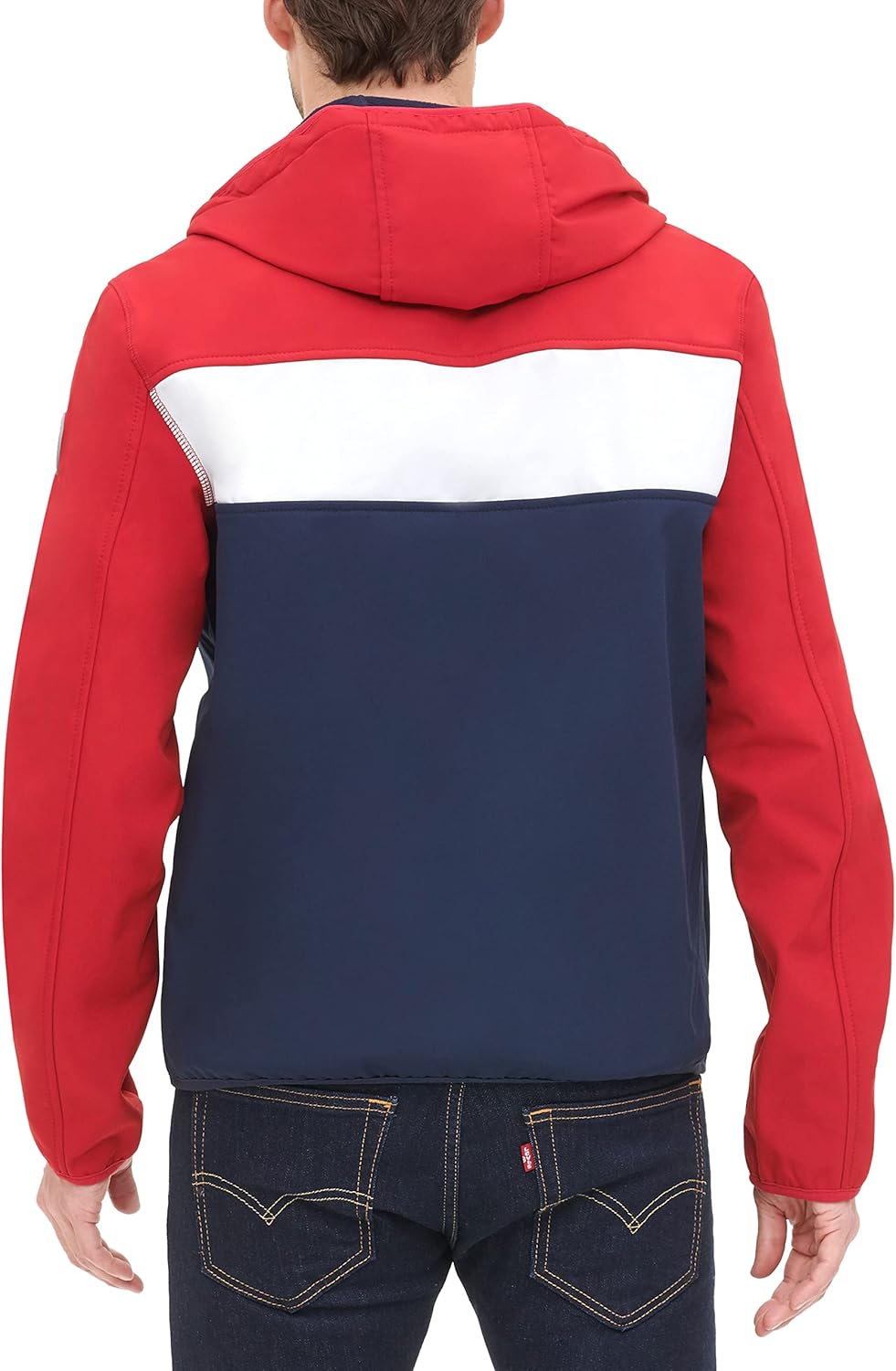 Tommy Hilfiger Men's Hooded Performance Soft Shell Jacket Medium Red/White/Navy