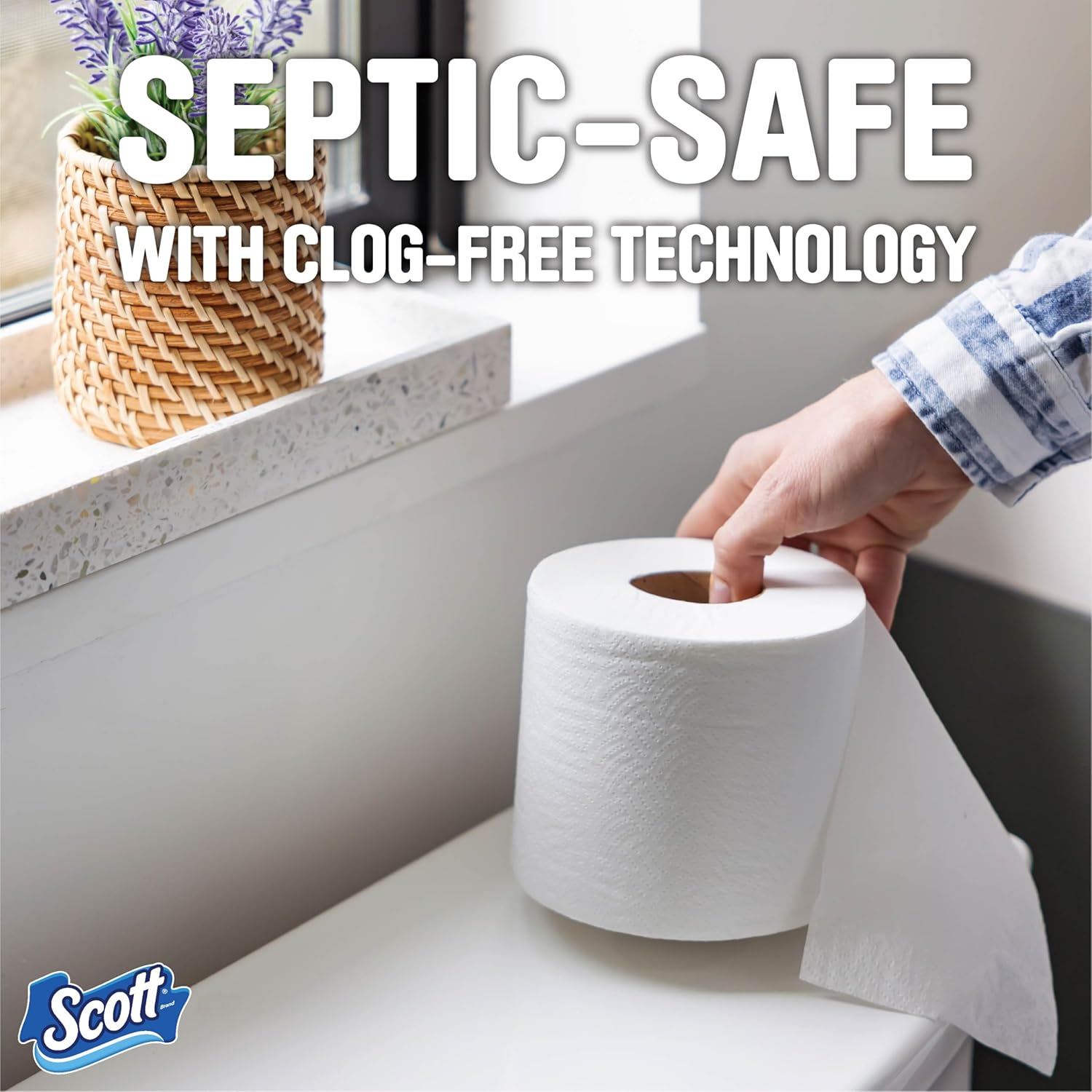 Scott 1000 Toilet Paper, 18 Rolls, Septic-Safe, 1-Ply Toilet Tissue Regular 1000 Sheets (Pack of 18)