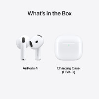Apple AirPods 4 Wireless Earbuds, Bluetooth Headphones, Personalized Spatial Audio, Sweat and Water Resistant, USB-C Charging Case, H2 Chip, Up to 30 Hours of Battery Life, Effortless Setup for iPhone Without Active Noise Cancellation Without AppleCare+