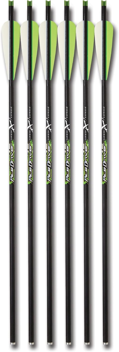 Carbon Express PileDriver Fletched Carbon Crossbolt with 4-Inch Vanes, 6-Pack Crossbolt 20-Inch