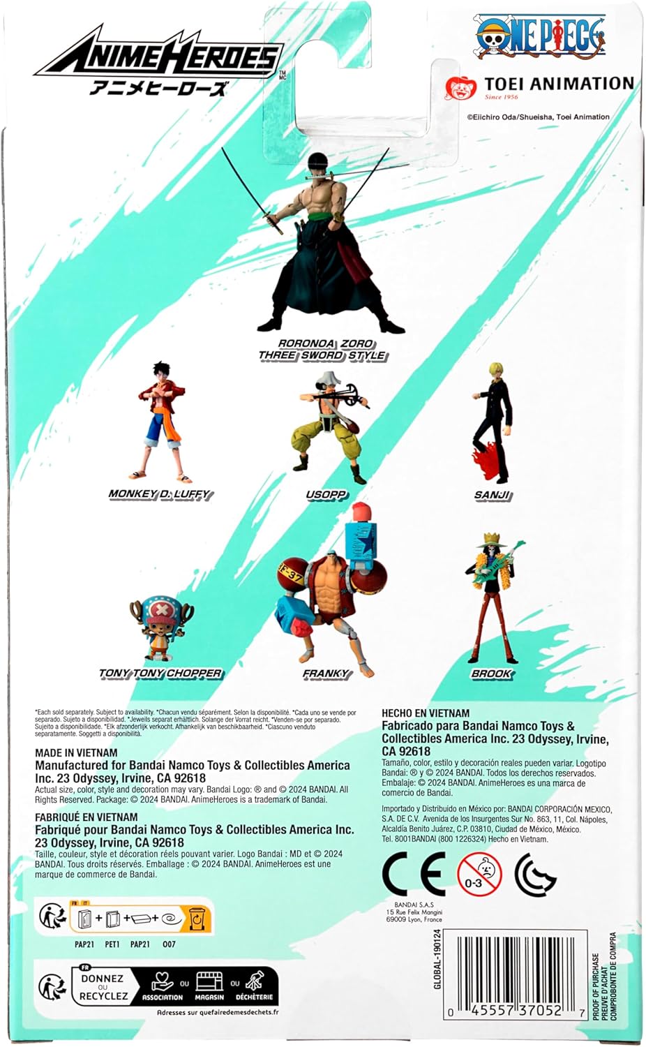 ANIME HEROES - One Piece - Roronoa Zoro Three Sword Style Action Figure One Piece Roronoa Zoro Three Sword Style