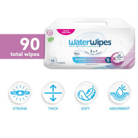 WaterWipes Sensitive+ Body & Intimate Wipes, 3-In-1 Cleans, Cares, Protects, 99.9% Water, Unscented & Hypoallergenic Hygiene Wet Wipes, Adult Care, 90 Wipes (3 Packs) 30 Count (Pack of 3)