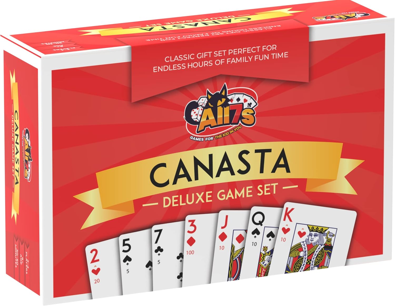 Deluxe Canasta Game Set - Classic Card Game for Adults & Seniors - Large Print Cards, Rotating Tray & Scorepad - Gift for Families & Grandma Deluxe Game Set Edition