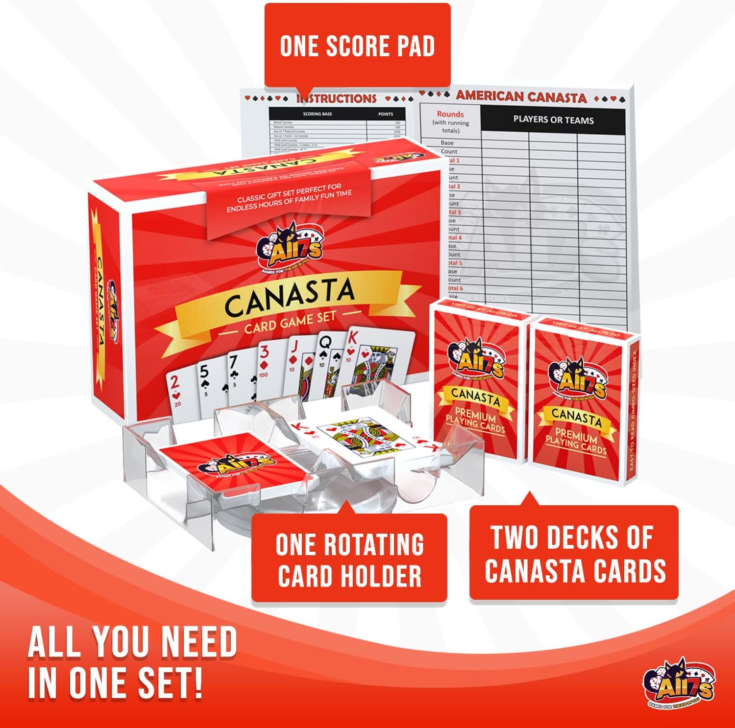 Deluxe Canasta Game Set – Classic Card Game for Adults, Families, and Grandma Gifts – Ideal Nostalgic Fun for 2 or More Players Deluxe Game Set Edition