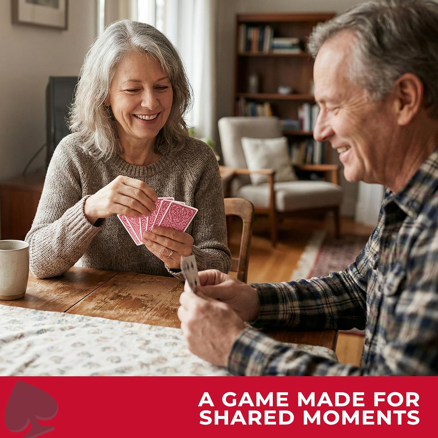 Deluxe Canasta Game Set for Adults & Seniors, Jumbo Index Large Print Cards, Rotating Tray, Scorepad, Classic Playing Card Game, Gift for Families & Grandma Deluxe Game Set Edition