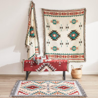 Touchat Native American Blanket Western Decor Boho Throw Blanket for Sofa, Mexican Decorative Farmhouse Blanket, Southwest Decor Woven Blankets, Aztec Throw Blankets with Tassel(Beige,50×60 inch) Beige 50''x60''