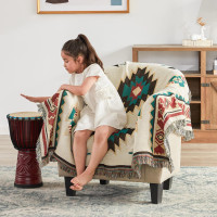 Touchat Native American Blanket Western Decor Boho Throw Blanket for Sofa, Mexican Decorative Farmhouse Blanket, Southwest Decor Woven Blankets, Aztec Throw Blankets with Tassel(Beige,50×60 inch) Beige 50''x60''