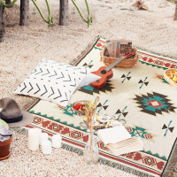 Touchat Native American Blanket Western Decor Boho Throw Blanket for Sofa, Mexican Decorative Farmhouse Blanket, Southwest Decor Woven Blankets, Aztec Throw Blankets with Tassel(Beige,50×60 inch) Beige 50''x60''