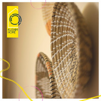 KushimHome Hanging Wall Basket Set - Large Boho Wicker Basket Decor - Bamboo Woven Seagrass Wall Decor - African Flat