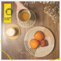 KushimHome Hanging Wall Basket Set - Large Boho Wicker Basket Decor - Bamboo Woven Seagrass Wall Decor - African Flat