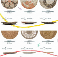 KushimHome Hanging Wall Basket Set - Large Boho Wicker Basket Decor - Bamboo Woven Seagrass Wall Decor - African Flat