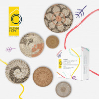 KushimHome Hanging Wall Basket Set - Large Boho Wicker Basket Decor - Bamboo Woven Seagrass Wall Decor - African Flat