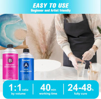 Teexpert Epoxy Resin Crystal Clear: 64OZ Epoxy Resin kit Fast Curing Heat Resistant for Casting Coating Art DIY Craft Jewelry Wood Table Top Flower Preservation- 2 Part(32OZ Resin and 32OZ Hardener)