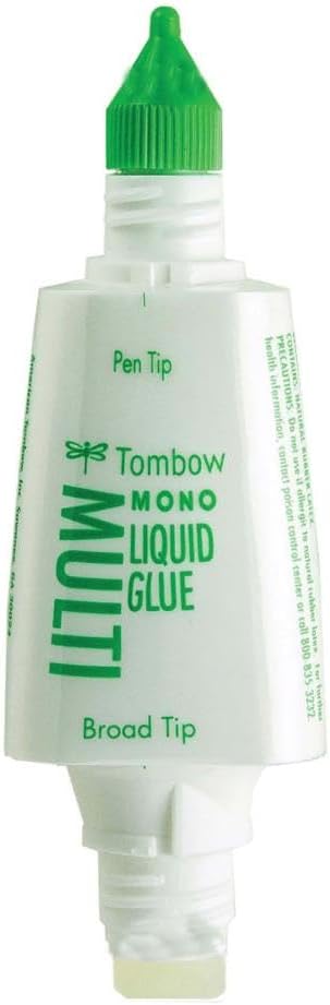 Tombow 62191 MONO Multi Liquid Glue, 0.88 Ounce, 1-Pack. Multi-Purpose Glue with Dual Tip Dispenser for Precise to Full Coverage Application