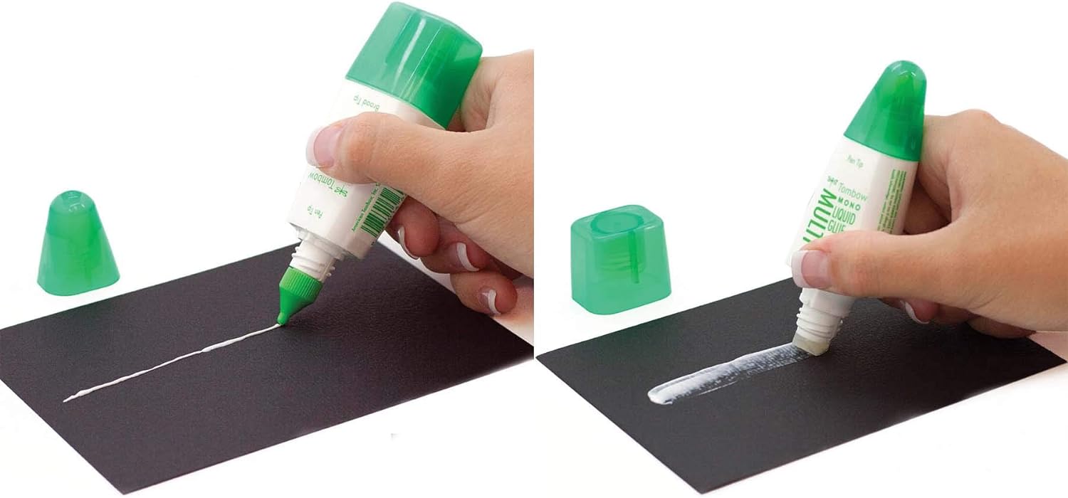 Tombow 62191 MONO Multi Liquid Glue, 0.88 Ounce, 1-Pack. Multi-Purpose Glue with Dual Tip Dispenser for Precise to Full Coverage Application