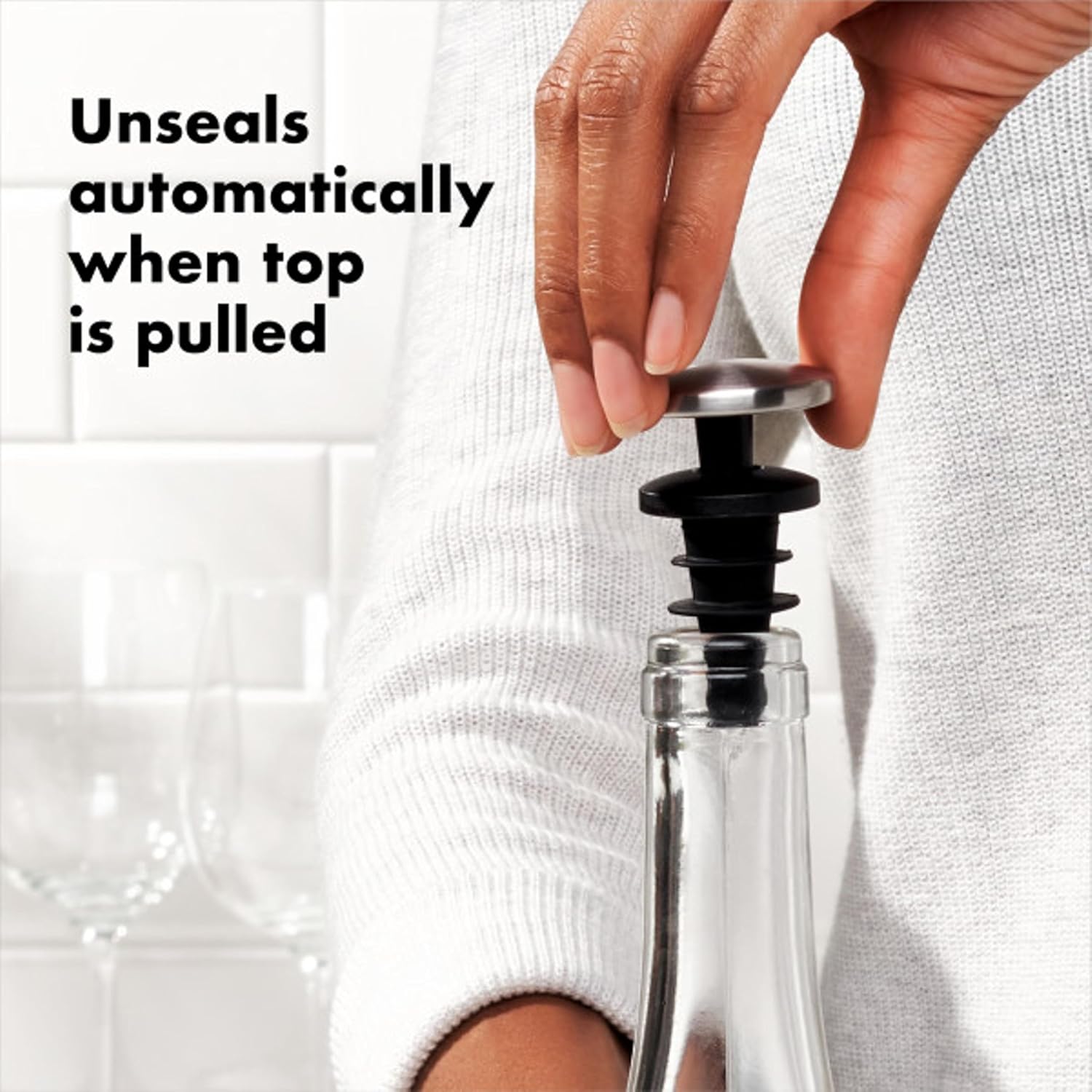 OXO SteeL Leakproof Expanding Wine Stopper (2 Pack) Expanding Wine Stoppers