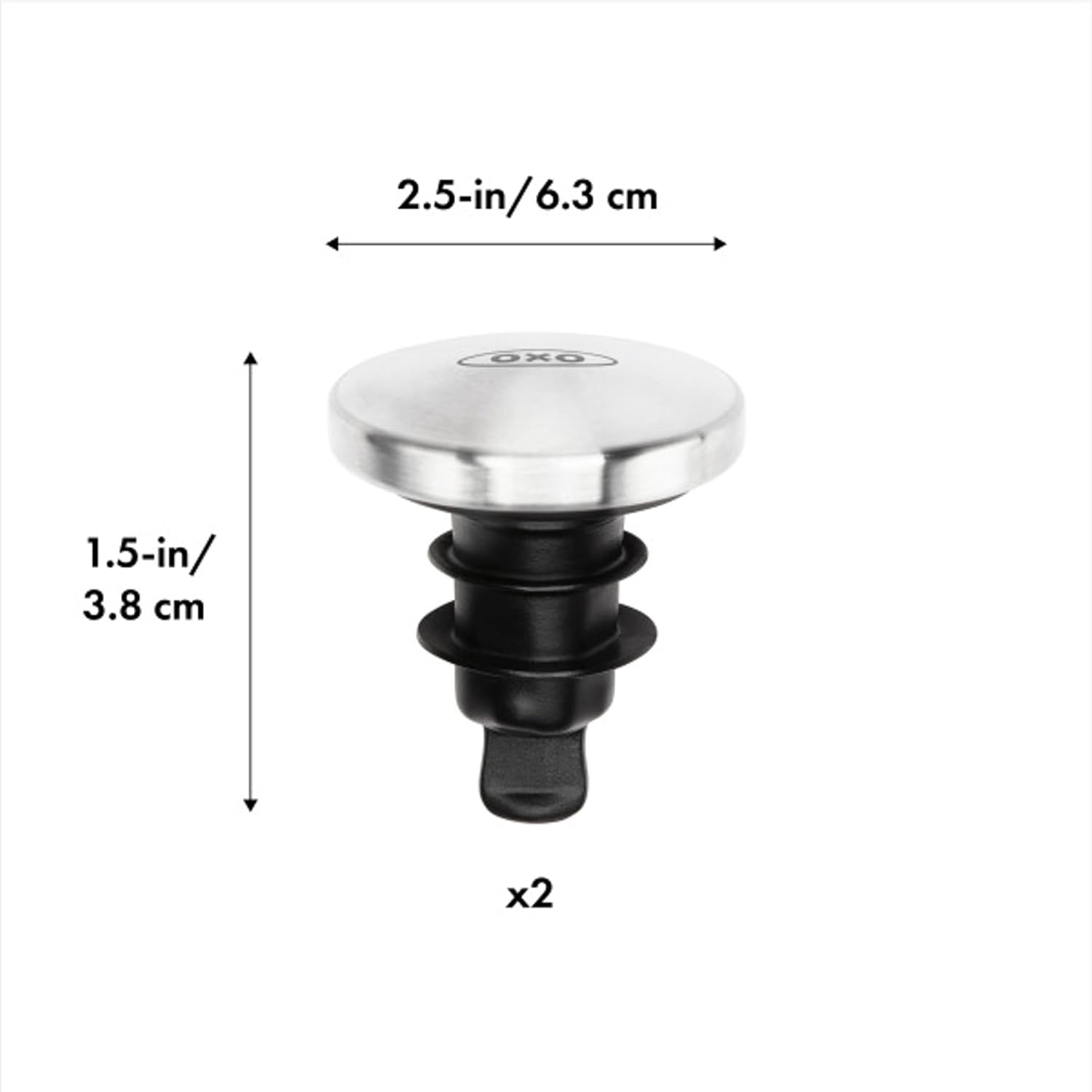 OXO SteeL Leakproof Expanding Wine Stopper (2 Pack) Expanding Wine Stoppers