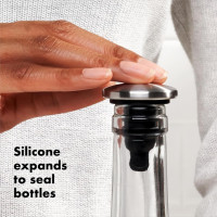 OXO SteeL Leakproof Expanding Wine Stopper (2 Pack) Expanding Wine Stoppers
