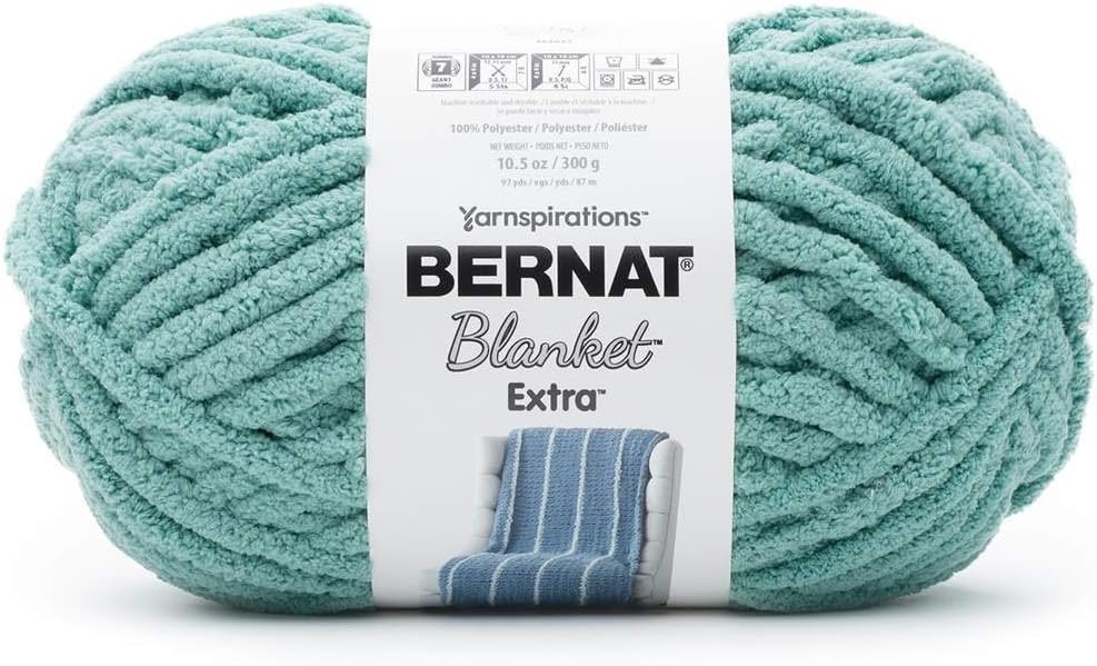 Bernat Blanket Extra Yarn, Big Ball 10.5 Oz, Jumbo 7, Light Teal