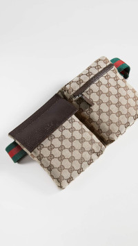 Gucci Women's Pre-Loved Vintage Web Belt Bag, Gg Canvas