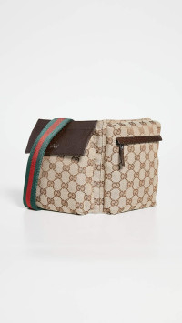 Gucci Women's Pre-Loved Vintage Web Belt Bag, Gg Canvas