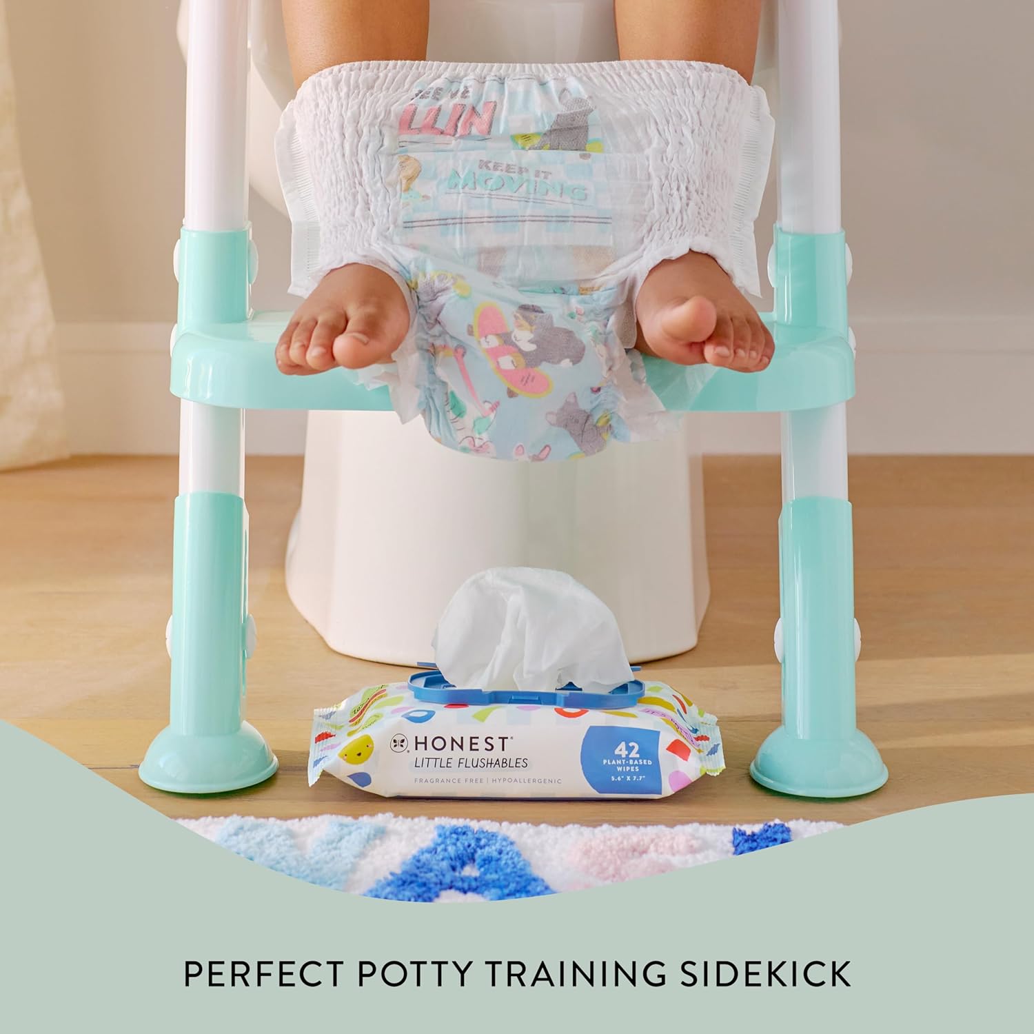 The Honest Company Plant-Based Toddler Flushable Wipes | Designed for Potty Training | 99% Water, Hypoallergenic, EWG Verified, Safe to Flush | Fragrance Free, 126 Count Unscented 42 Count (Pack of 3)