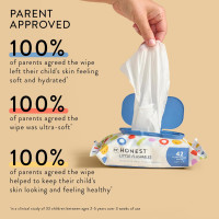 The Honest Company Plant-Based Toddler Flushable Wipes | Designed for Potty Training | 99% Water, Hypoallergenic, EWG Verified, Safe to Flush | Fragrance Free, 126 Count Unscented 42 Count (Pack of 3)