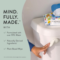 The Honest Company Plant-Based Toddler Flushable Wipes | Designed for Potty Training | 99% Water, Hypoallergenic, EWG Verified, Safe to Flush | Fragrance Free, 126 Count Unscented 42 Count (Pack of 3)