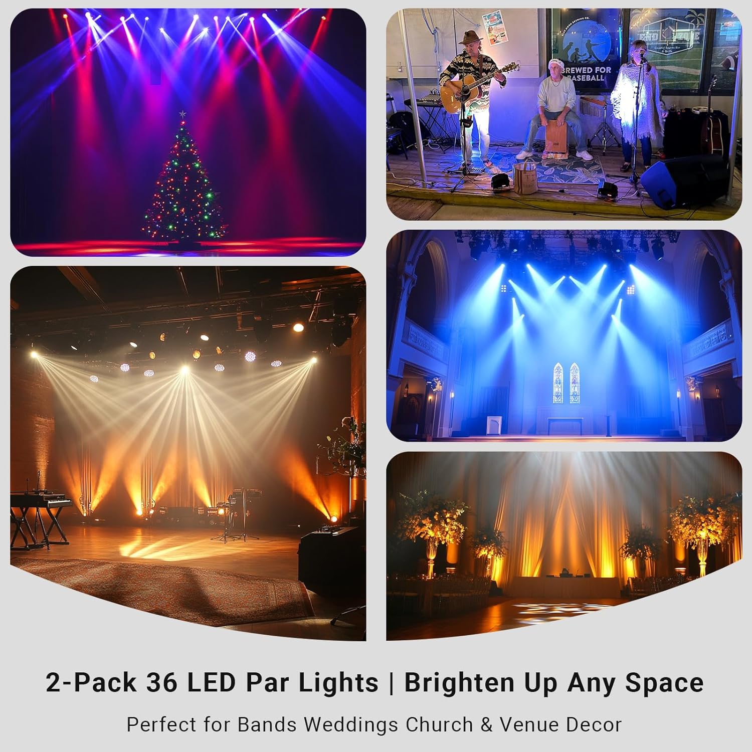 36LEDs RGB Stage Lights 2Pack: 36W LED Par - Sound Activated Remote & DMX Control - Corded Electric Uplights for Events Wedding Party Club Band Music Dance DJ Live Show Church Lighting 36LEDs Stage Lights - 2 Pack