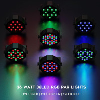 36LEDs RGB Stage Lights 2Pack: 36W LED Par - Sound Activated Remote & DMX Control - Corded Electric Uplights for Events Wedding Party Club Band Music Dance DJ Live Show Church Lighting 36LEDs Stage Lights - 2 Pack