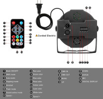36LEDs RGB Stage Lights 2Pack: 36W LED Par - Sound Activated Remote & DMX Control - Corded Electric Uplights for Events Wedding Party Club Band Music Dance DJ Live Show Church Lighting 36LEDs Stage Lights - 2 Pack