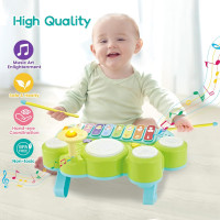 Kids Drum Set for Toddlers: Ohuhu 5 in 1 Baby Musical Instruments Musical Toys Children Drum kit Xylophone Microphone Piano Early Educational Learning Toy for Ages 18+ Months Girls Boys Birthday Gift